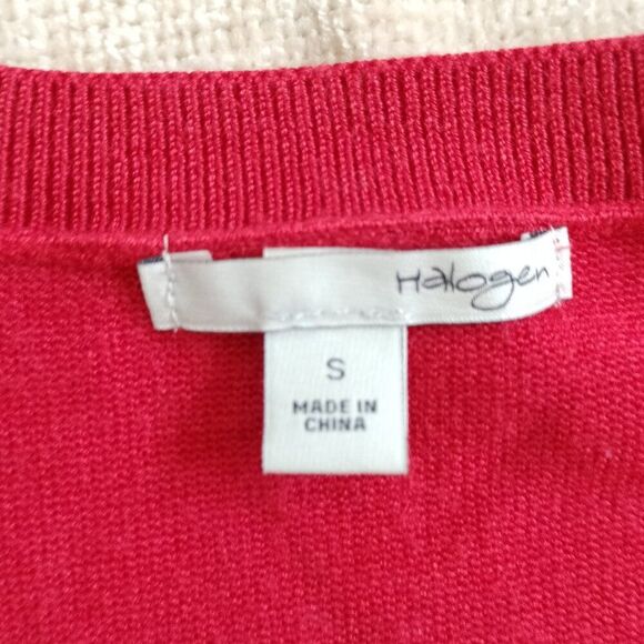 Halogen 3/4 Sleeve Button Up Red Cardigan Size S - Picture 3 of 7